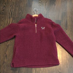 PINK Maroon Fuzzy Quarter Zip